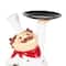 13" White Chef Kitchen Decorative Figurine Decorative Sculpture with Black Tray & Green Bottle